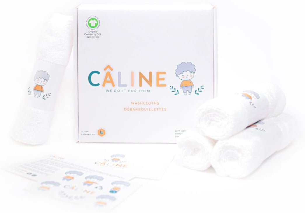 Organic Cotton Baby Washcloths — GOTS-Certified Set of 4 | CÂLINE