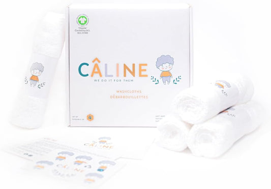 Organic Cotton Baby Washcloths — GOTS-Certified Set of 4 | CÂLINE