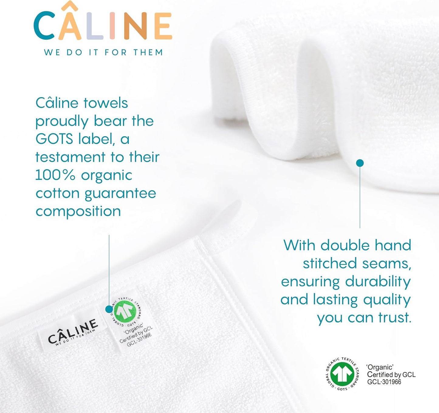 Organic Cotton Baby Washcloths — GOTS-Certified Set of 4 | CÂLINE